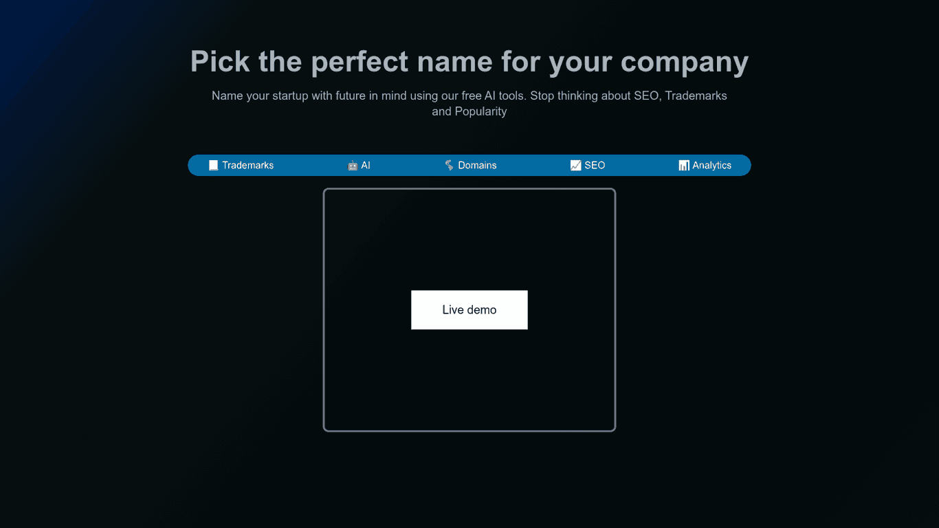 Namemancer landing page screenshot
