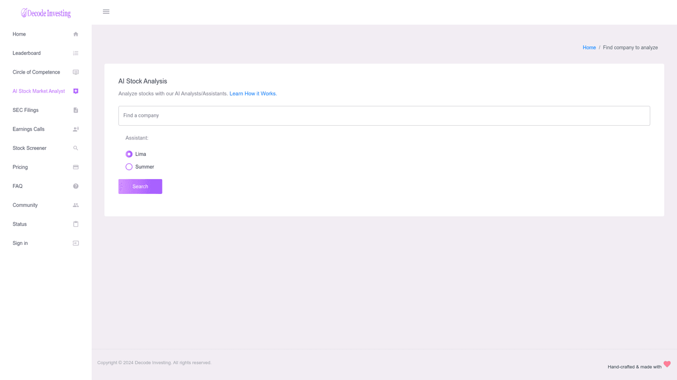 Decode Investing Stock Analysis logo