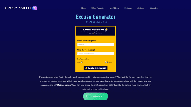 Thumbnail image for Excuse Generator