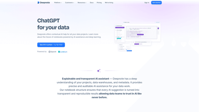 Thumbnail image for Deepnote AI