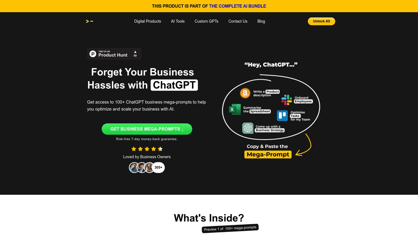 100+ ChatGPT Mega-Prompts for Business logo