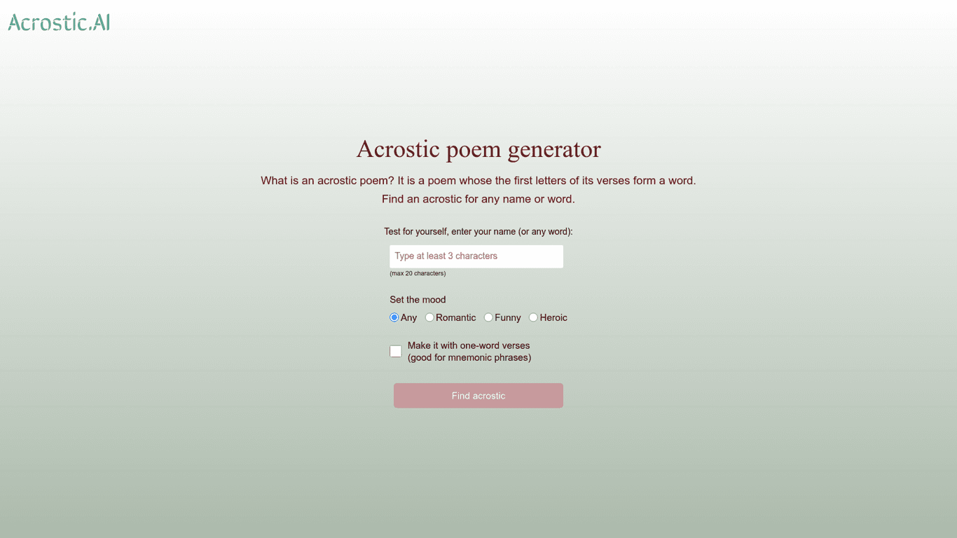 Acrostic poem generator logo