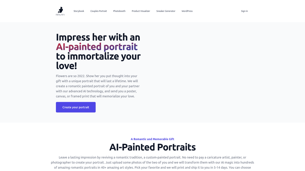 AI Couple Portrait Canvas by Imajinn AI logo