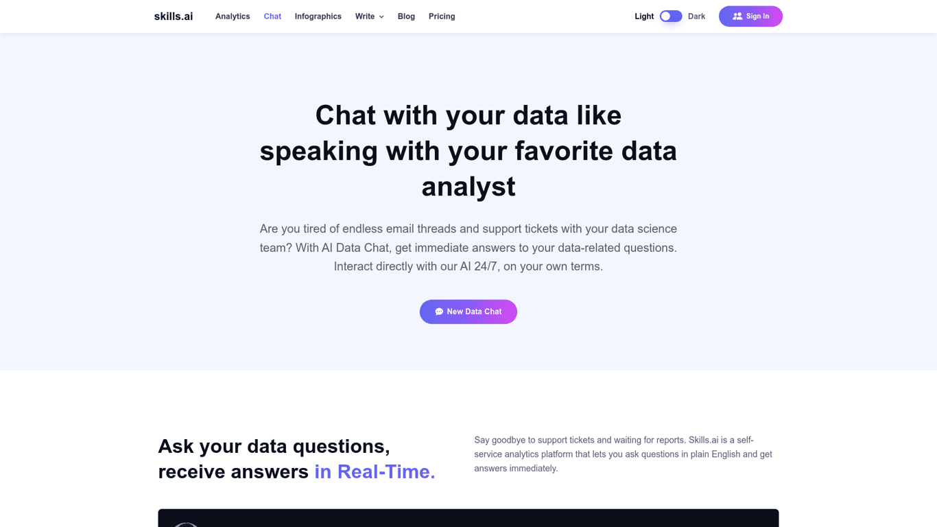AI copilot for Your Data Analytics | skills.ai logo
