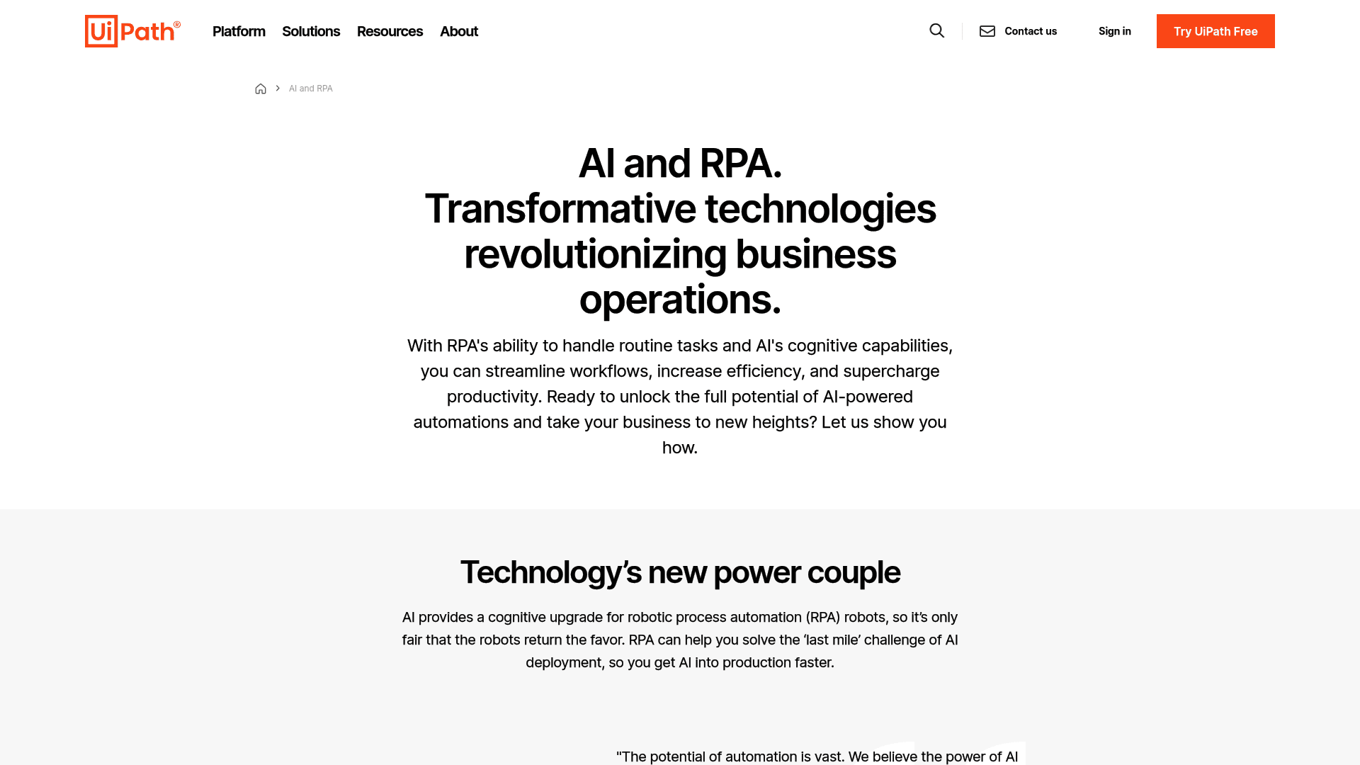 AI and RPA | UiPath logo