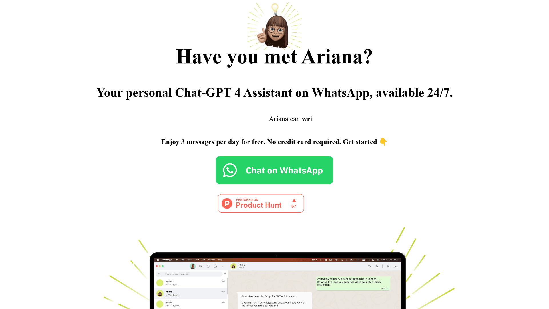 Ariana WhatsApp AI-Assistant  - Timworks logo