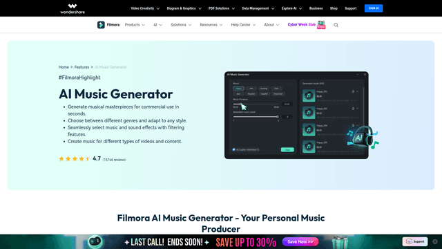Thumbnail image for AI Music Generator - Filmora